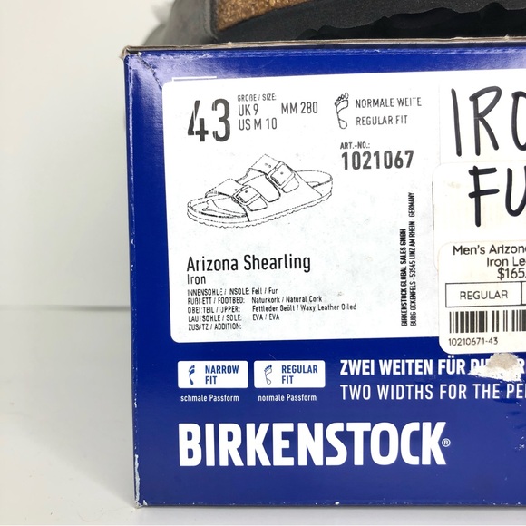 NIB Birkenstock Arizona Shearling Iron Leather Fur Lined Sandals Shoes - Picture 12 of 12